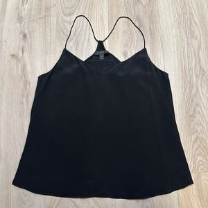 J.Crew 100% Silk Cami Tank Top Womens Size 14 Black V Neck Flowy Closet Staple